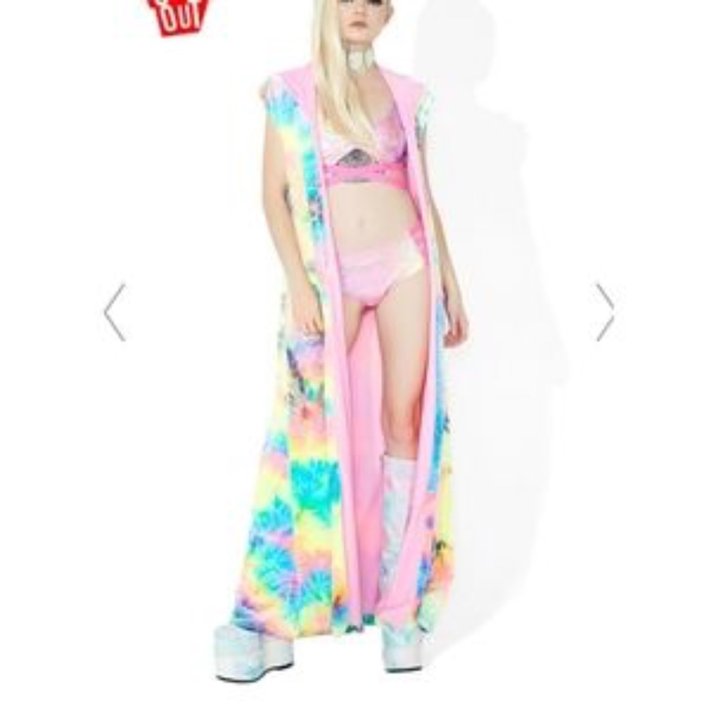 Dolls Kill J. Valentine Pastel Tie Dye Velvet Duster